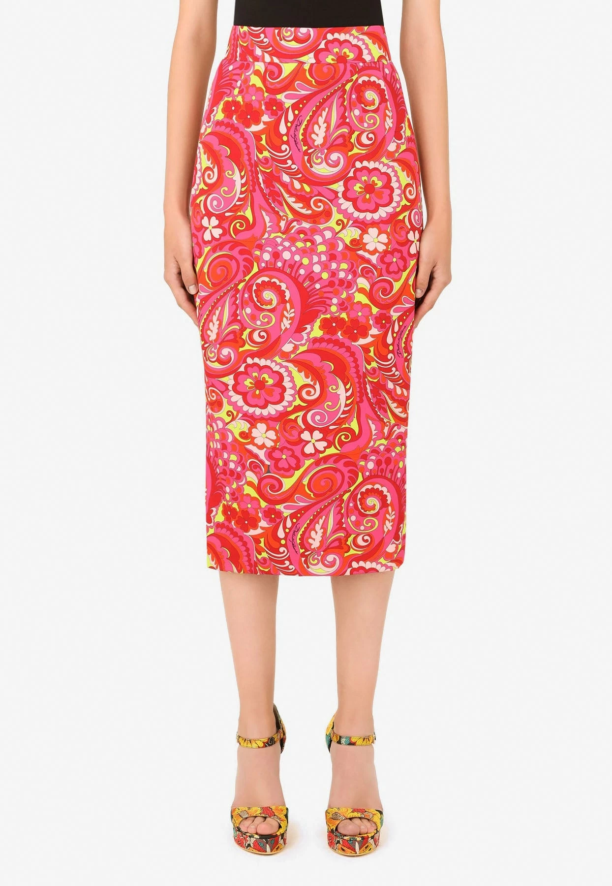 Dolce & Gabbana Silk Pencil Skirt Multicolor 3 Dolce & Gabbana Silk Pencil Skirt Multicolor - Image 3