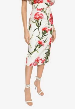 Dolce & Gabbana Carnation Print Midi Skirt Multicolor