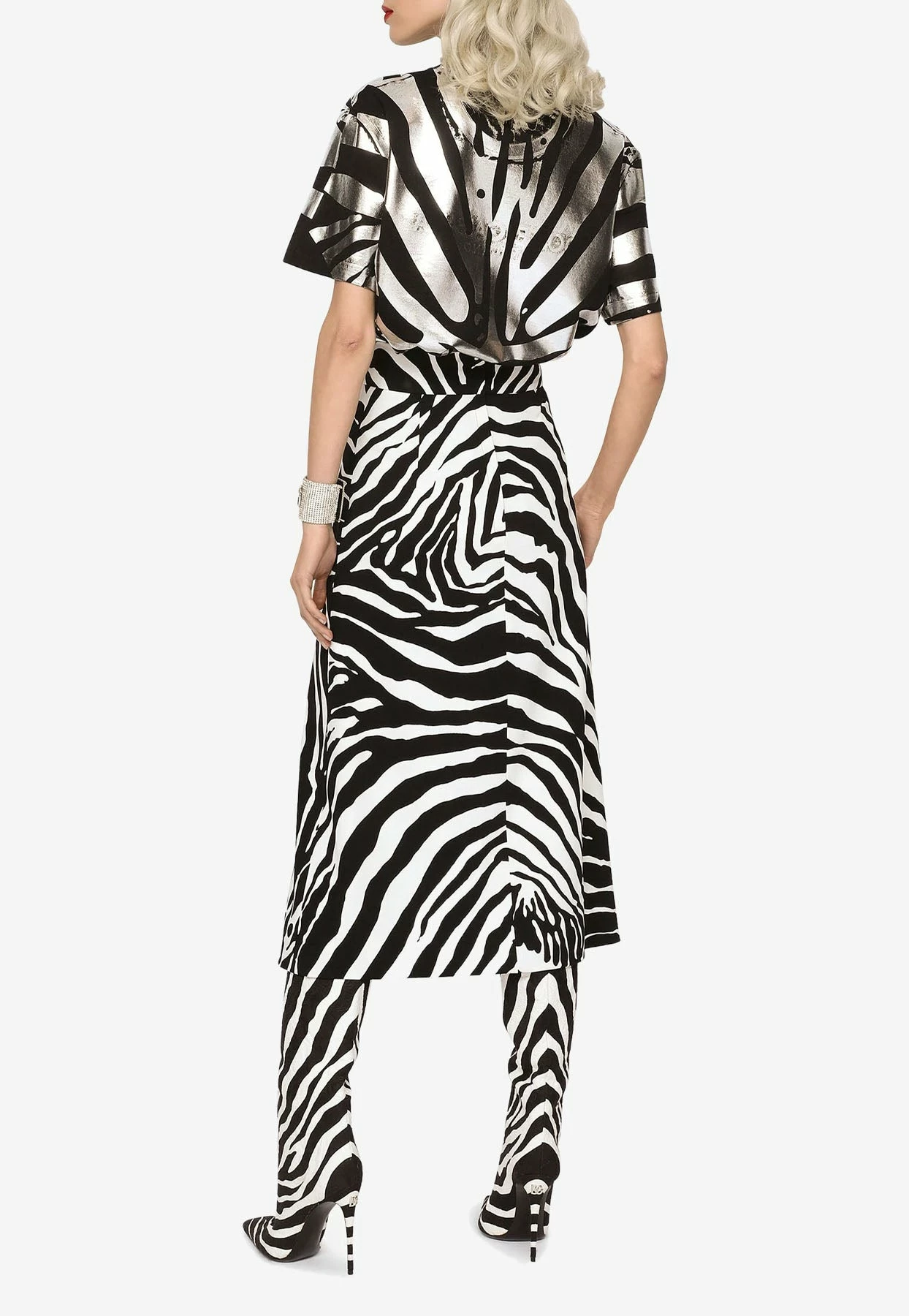 Dolce & Gabbana Zebra Print Cady Midi Skirt Monochrome 4 Dolce & Gabbana Zebra Print Cady Midi Skirt Monochrome - Image 4