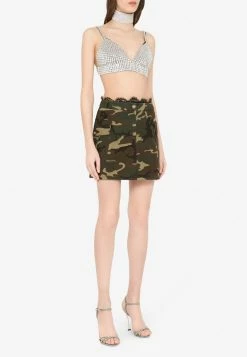 Dolce & Gabbana Camouflage Print Mini Skirt In Denim Multicolor