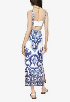 Dolce & Gabbana Majolica Print High-Waist Midi Skirt Blue 6 Dolce & Gabbana Majolica Print High-Waist Midi Skirt Blue -Evening Dresses Popular Store F4CEMT 20HPABX 20HA3TN 201