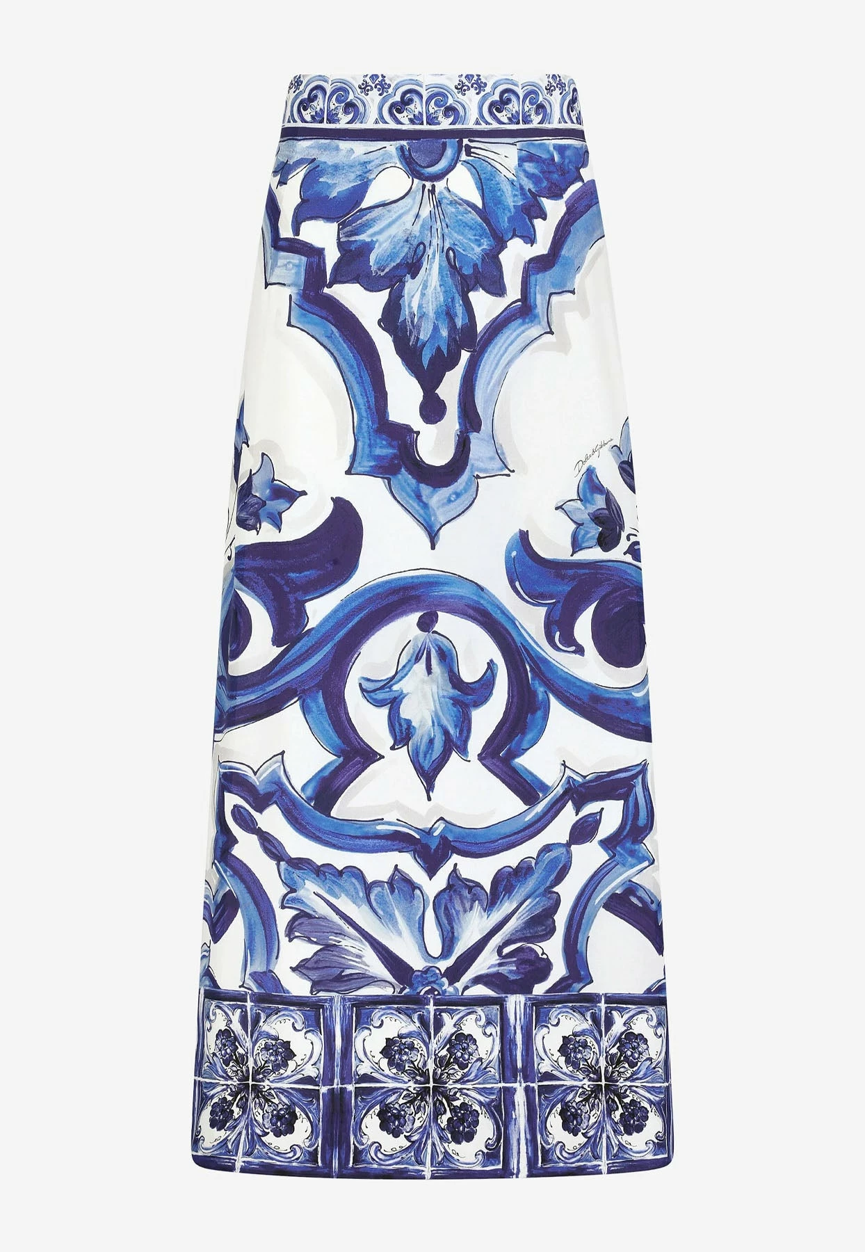 Dolce & Gabbana Majolica Print High-Waist Midi Skirt Blue 4 Dolce & Gabbana Majolica Print High-Waist Midi Skirt Blue - Image 4
