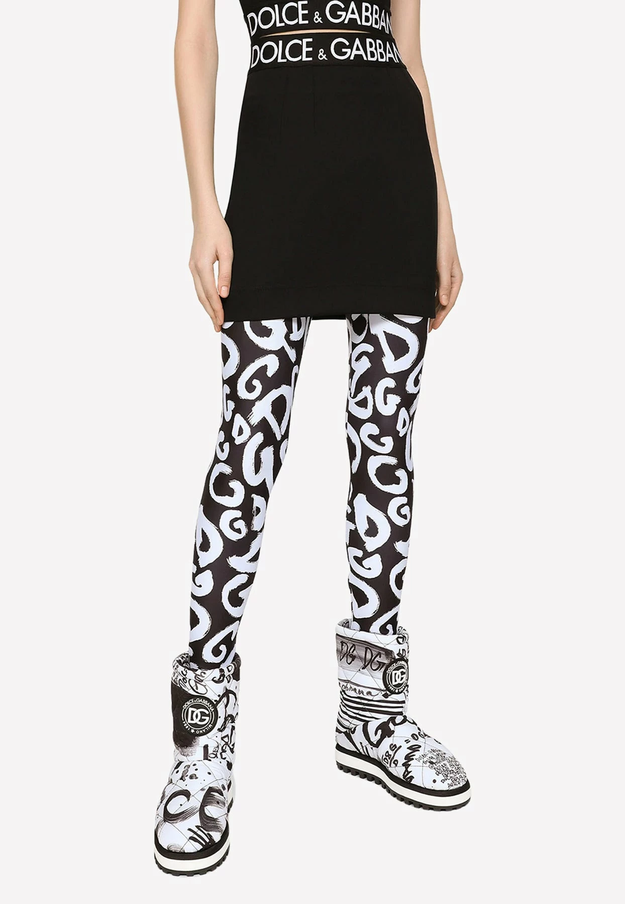 Dolce & Gabbana Logo Waistband Jersey Mini Skirt Black 1 Dolce & Gabbana Logo Waistband Jersey Mini Skirt Black