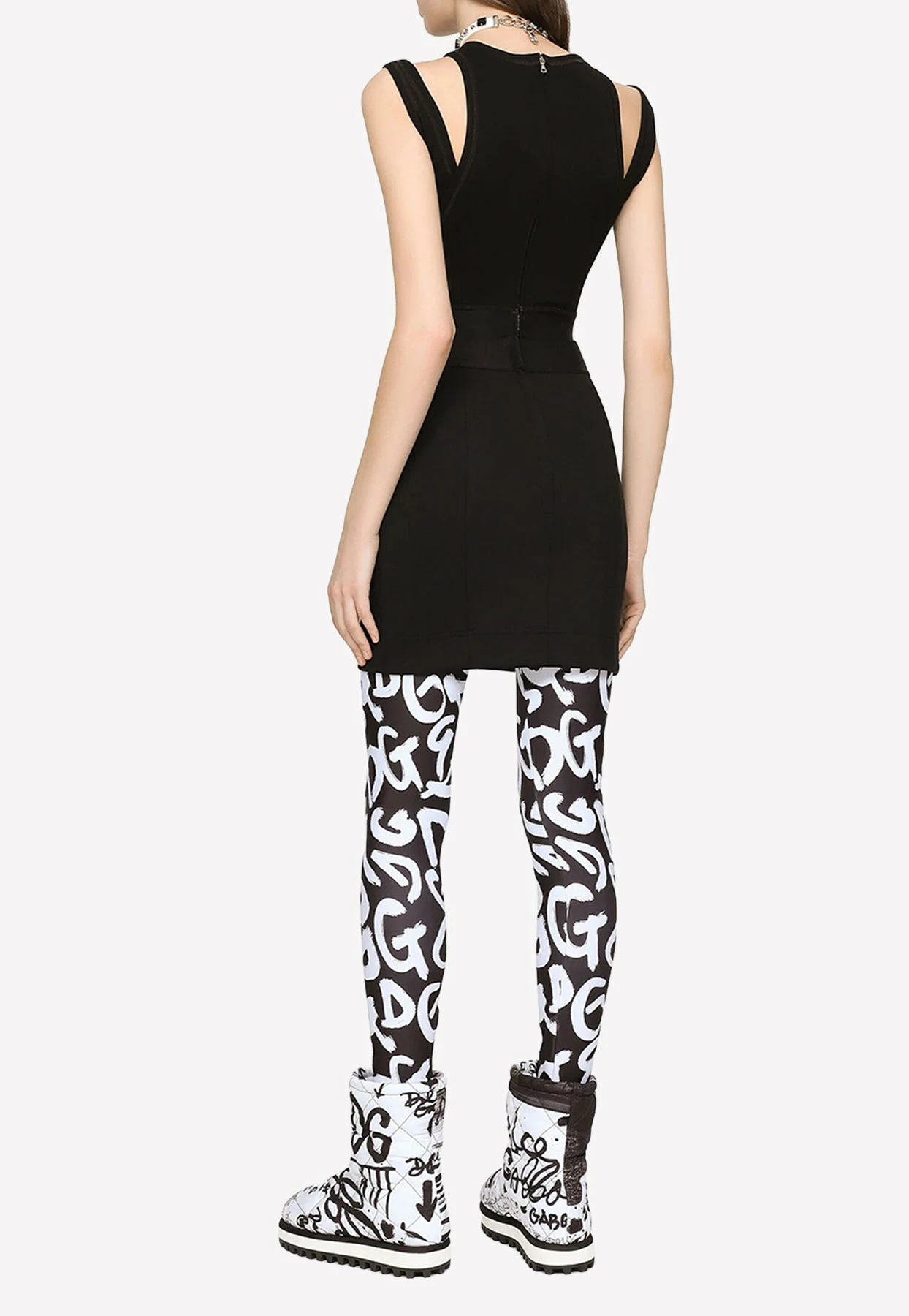 Dolce & Gabbana Logo Waistband Jersey Mini Skirt Black 3 Dolce & Gabbana Logo Waistband Jersey Mini Skirt Black - Image 3