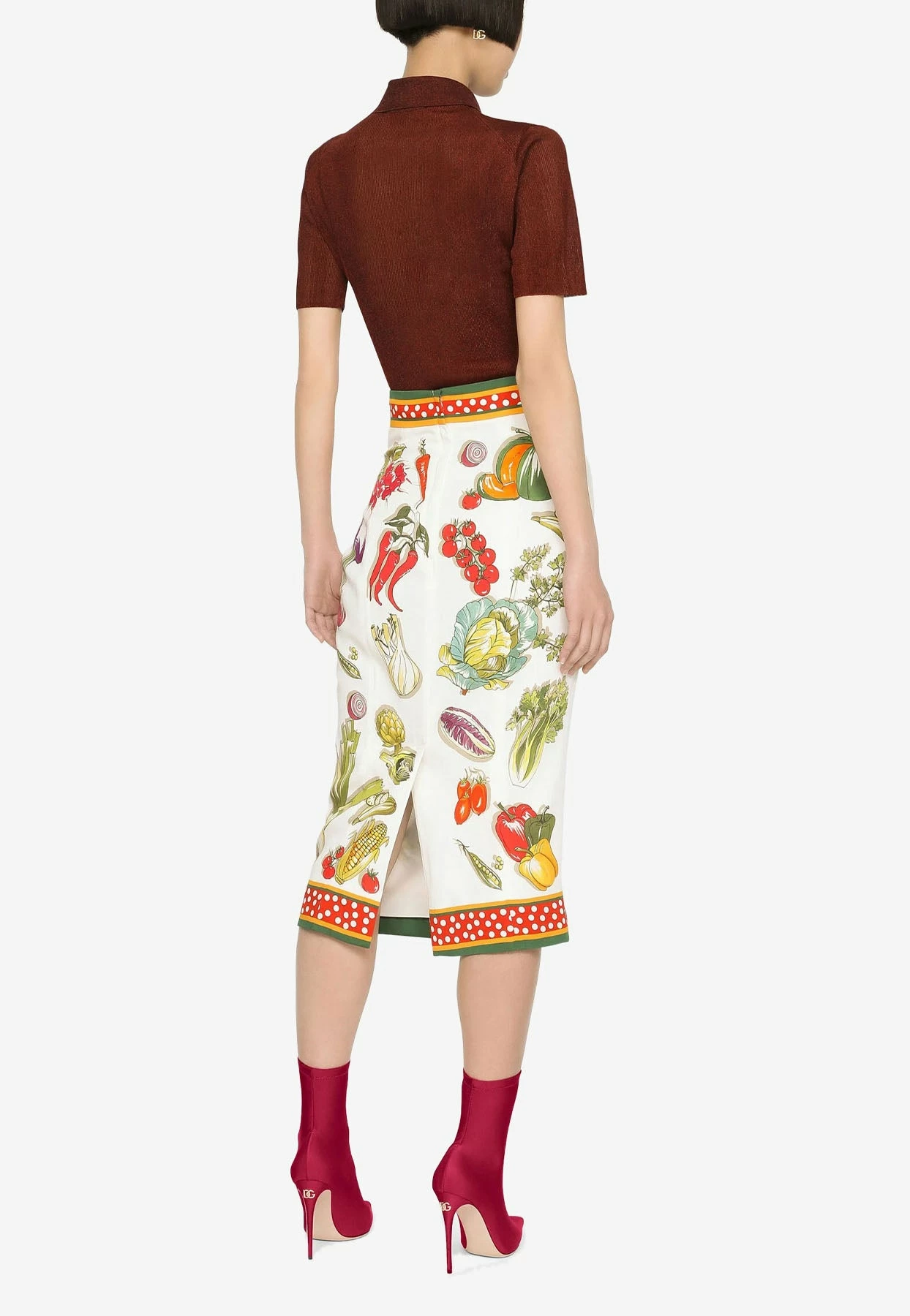 Dolce & Gabbana Vegetable Print Silk Pencil Skirt Multicolor 3 Dolce & Gabbana Vegetable Print Silk Pencil Skirt Multicolor - Image 3