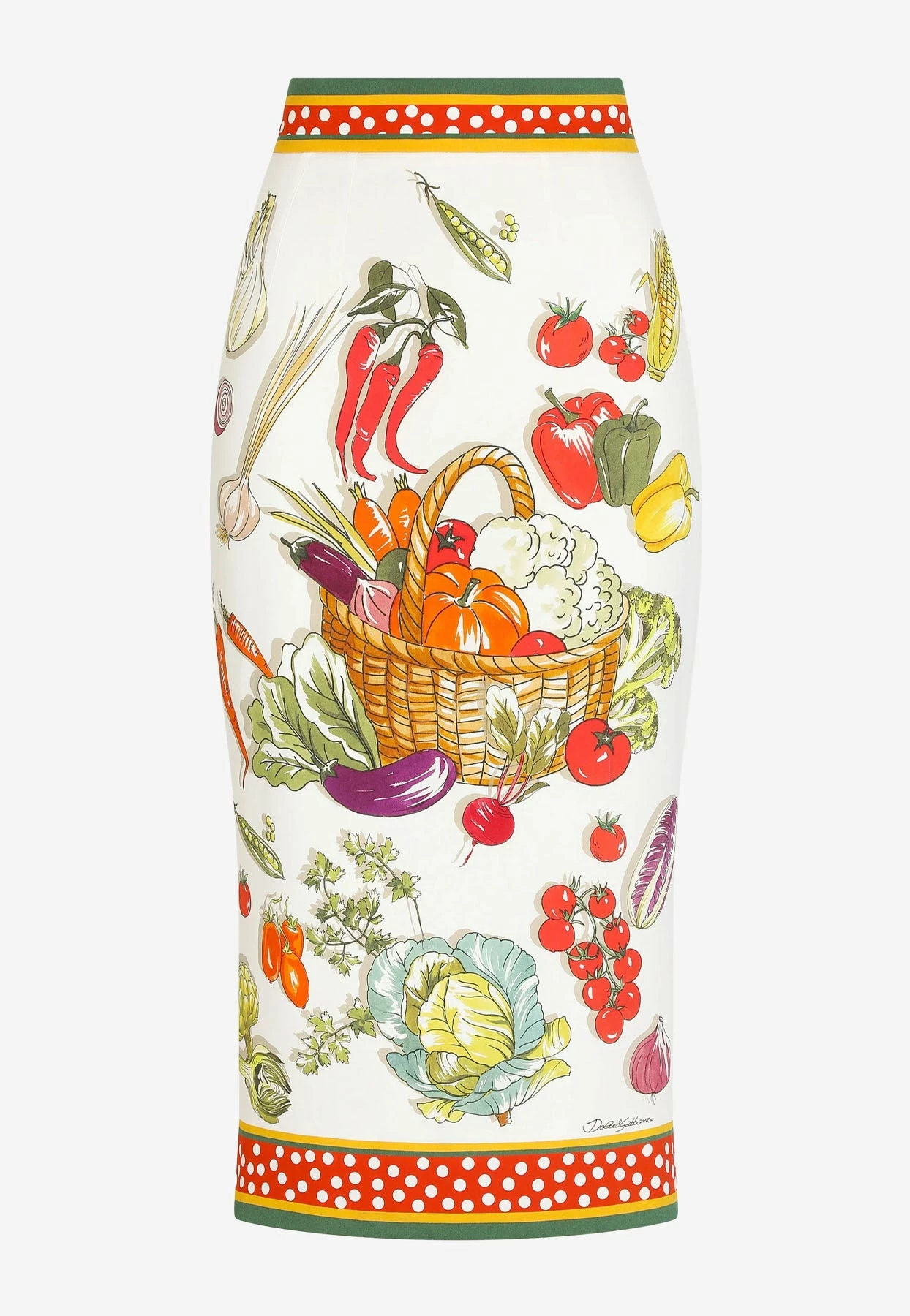 Dolce & Gabbana Vegetable Print Silk Pencil Skirt Multicolor 4 Dolce & Gabbana Vegetable Print Silk Pencil Skirt Multicolor - Image 4