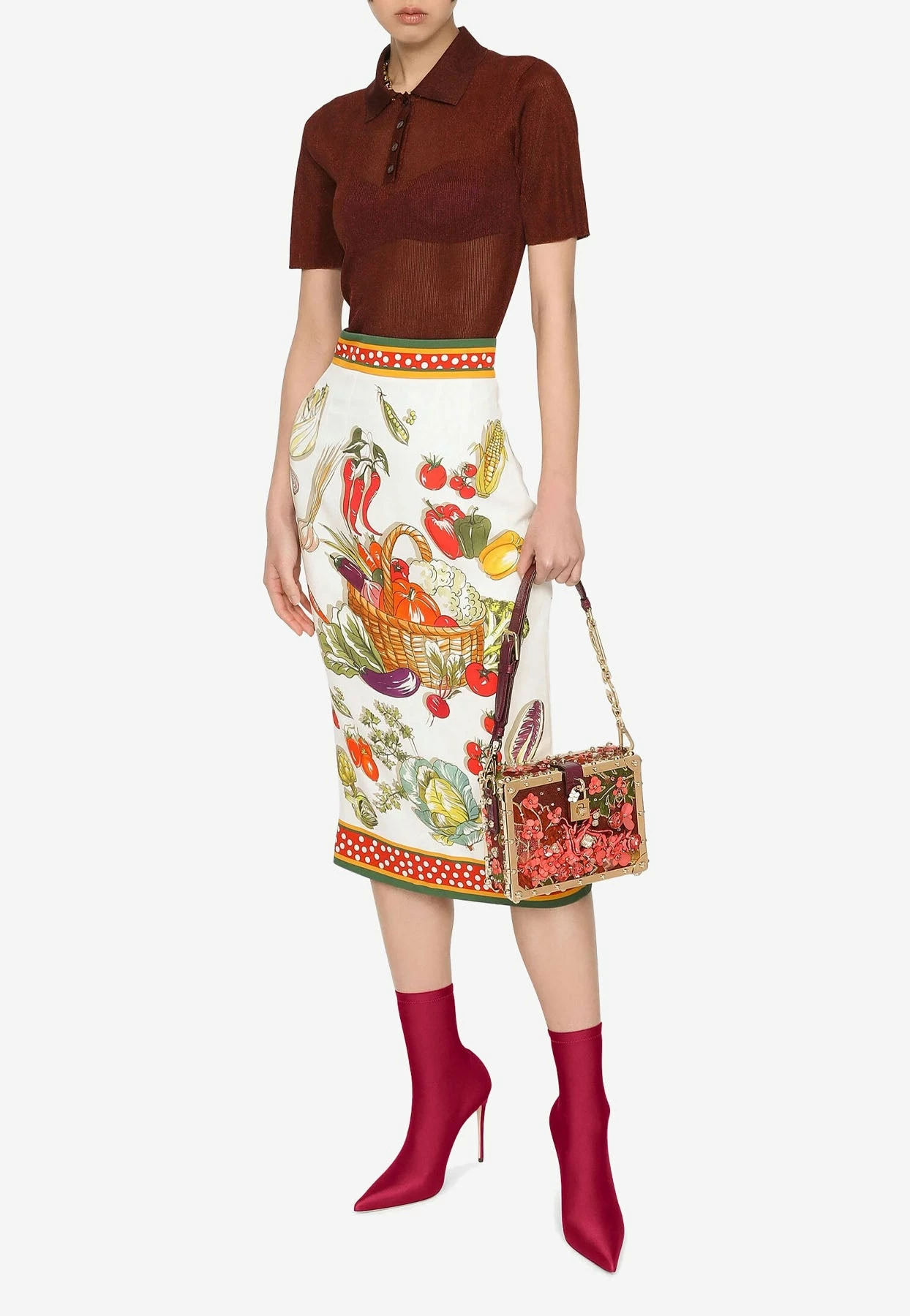 Dolce & Gabbana Vegetable Print Silk Pencil Skirt Multicolor 1 Dolce & Gabbana Vegetable Print Silk Pencil Skirt Multicolor