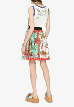 Dolce & Gabbana Mixed Panels Pleated Mini Skirt Multicolor -Evening Dresses Popular Store F4CEST 20GDAWH 20S9000 201