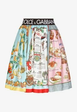 Dolce & Gabbana Mixed Panels Pleated Mini Skirt Multicolor -Evening Dresses Popular Store F4CEST 20GDAWH 20S9000 202