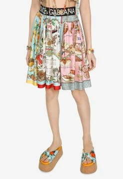 Dolce & Gabbana Mixed Panels Pleated Mini Skirt Multicolor