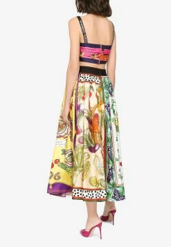 Dolce & Gabbana Mixed Panels Pleated Midi Skirt Multicolor -Evening Dresses Popular Store F4CETT 20GDAWG 20S9000 201