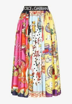 Dolce & Gabbana Mixed Panels Pleated Midi Skirt Multicolor -Evening Dresses Popular Store F4CETT 20GDAWG 20S9000 202