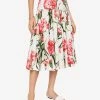Dolce & Gabbana Carnation Print Pleated Midi Skirt Multicolor