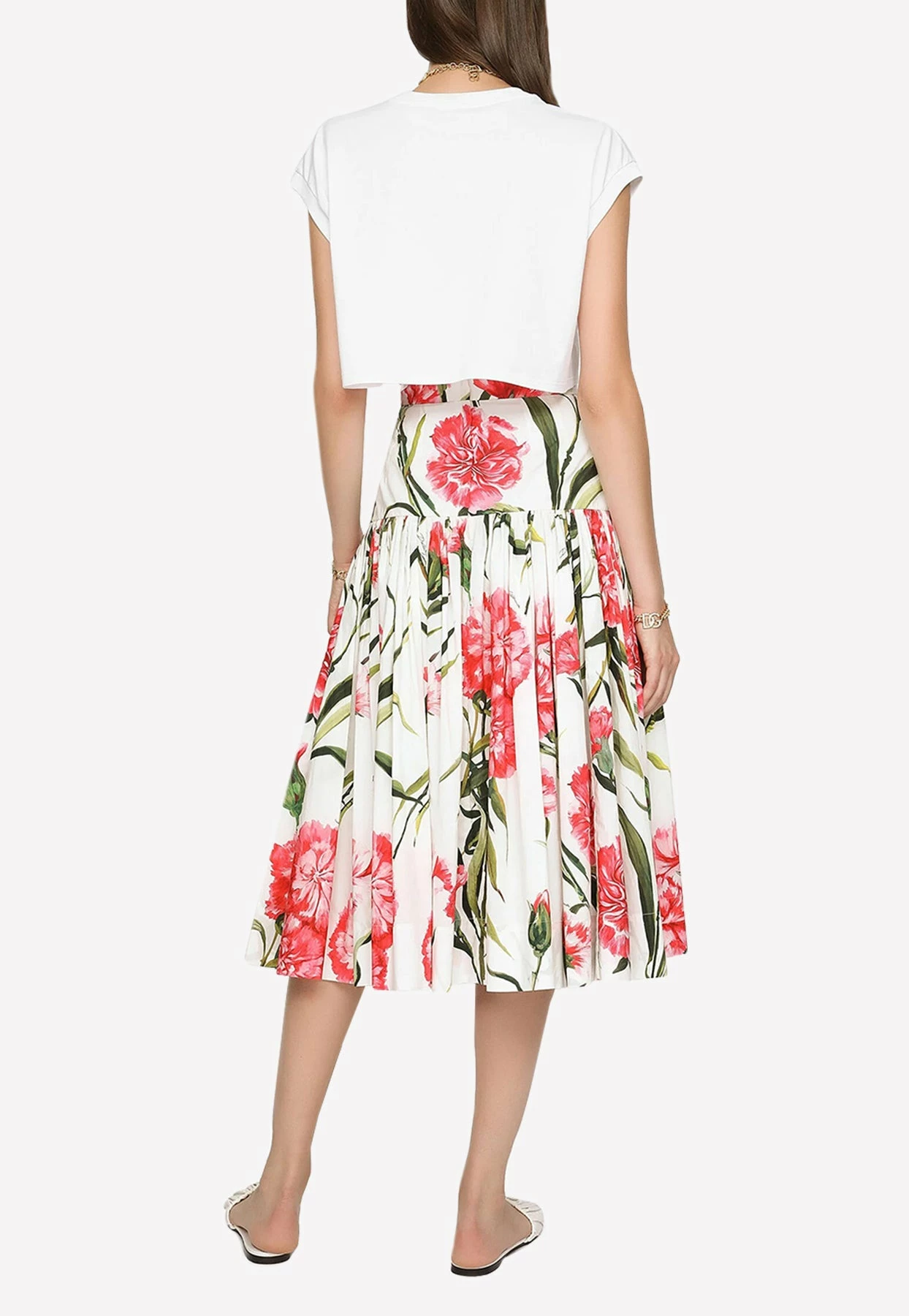 Dolce & Gabbana Carnation Print Pleated Midi Skirt Multicolor 3 Dolce & Gabbana Carnation Print Pleated Midi Skirt Multicolor - Image 3