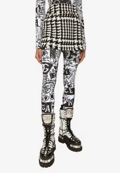 Dolce & Gabbana Houndstooth Tweed Mini Skirt Monochrome