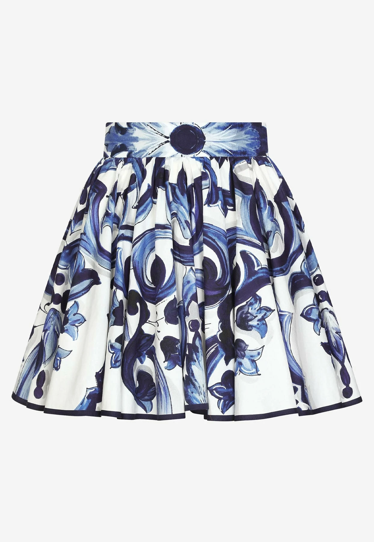 Dolce & Gabbana Majolica Print Pleated Mini Poplin Skirt Blue 1 Dolce & Gabbana Majolica Print Pleated Mini Poplin Skirt Blue