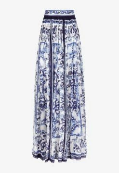 Dolce & Gabbana Majolica Print Maxi Chiffon Skirt Blue 7 Dolce & Gabbana Majolica Print Maxi Chiffon Skirt Blue -Evening Dresses Popular Store F4CHKT 20HI1BT 20HA3TN 202