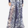 Dolce & Gabbana Majolica Print Maxi Chiffon Skirt Blue