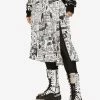 Dolce & Gabbana Crepe De Chine Pleated Graffiti Midi Skirt Monochrome