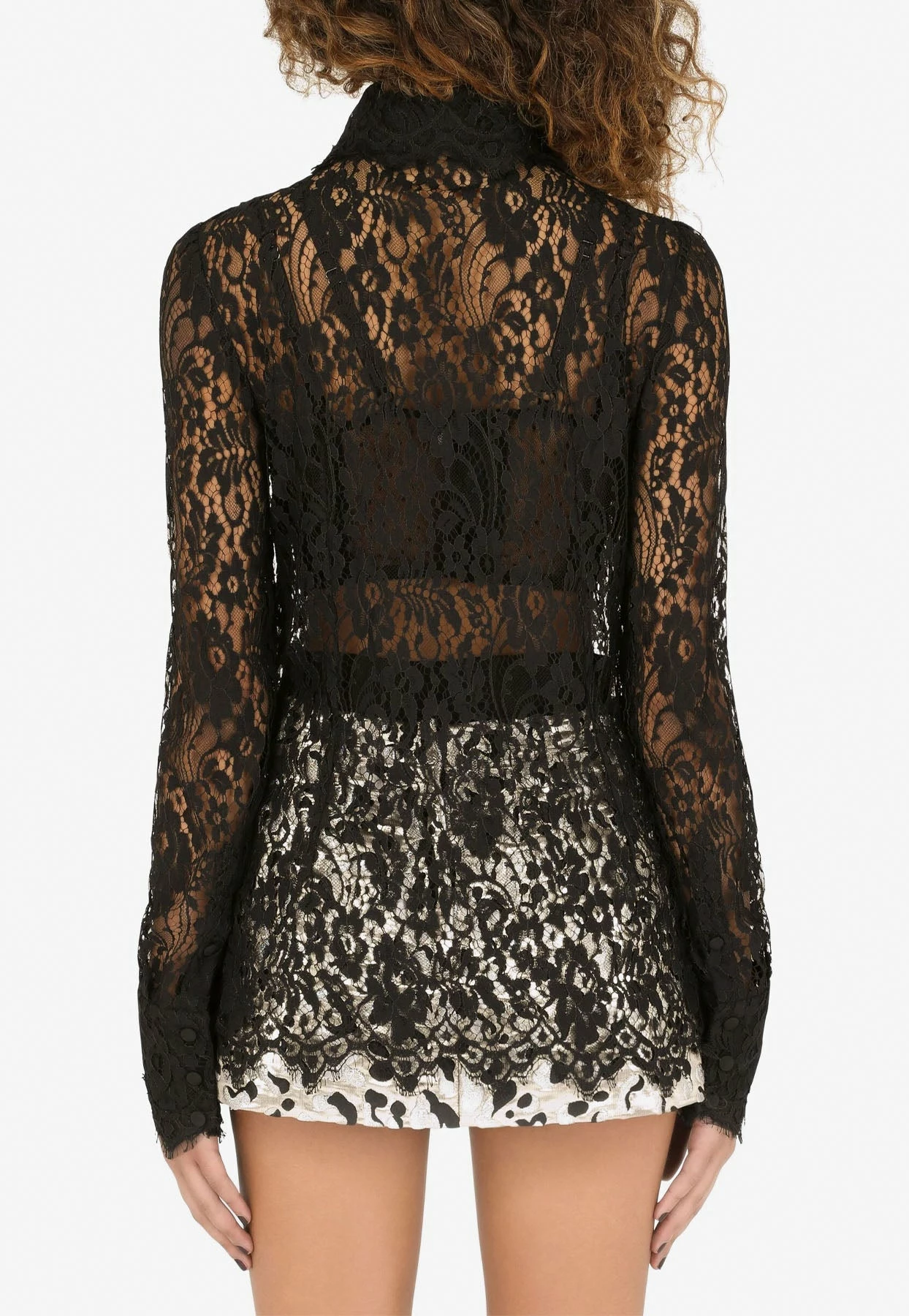 Dolce & Gabbana Long-Sleeved Lace Shirt Black 3 Dolce & Gabbana Long-Sleeved Lace Shirt Black - Image 3