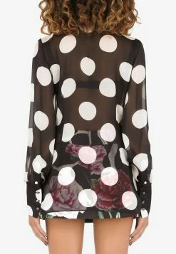 Dolce & Gabbana Polka Dot Print Shirt In Chiffon Monochrome -Evening Dresses Popular Store F5P71T 20IS1L9 20HNUNA 201
