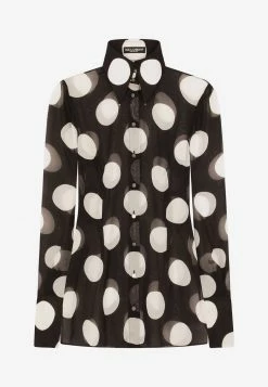 Dolce & Gabbana Polka Dot Print Shirt In Chiffon Monochrome -Evening Dresses Popular Store F5P71T 20IS1L9 20HNUNA 202