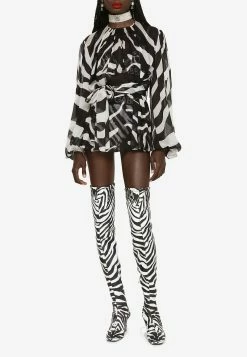 Dolce & Gabbana Zebra Print Chiffon Blouse Monochrome -Evening Dresses Popular Store F5P95T 20IS1MO 20HWAGN