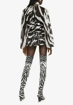 Dolce & Gabbana Zebra Print Chiffon Blouse Monochrome -Evening Dresses Popular Store F5P95T 20IS1MO 20HWAGN 201