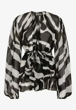 Dolce & Gabbana Zebra Print Chiffon Blouse Monochrome