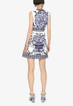 Dolce & Gabbana Majolica Print Brocade Mini Dress Blue -Evening Dresses Popular Store F68A8T 20FPTAH 20HA3TN 201