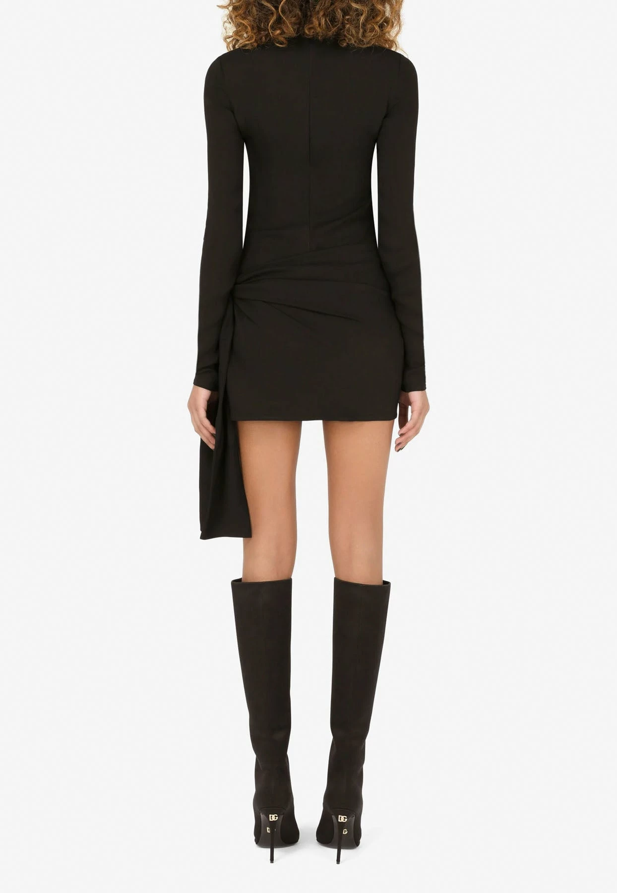 Dolce & Gabbana Cady Mini Dress With Bow Tie Black 3 Dolce & Gabbana Cady Mini Dress With Bow Tie Black - Image 3
