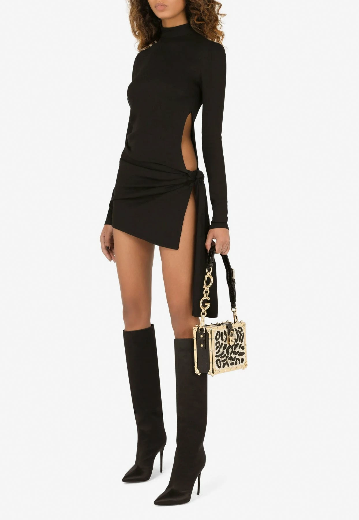 Dolce & Gabbana Cady Mini Dress With Bow Tie Black 2 Dolce & Gabbana Cady Mini Dress With Bow Tie Black - Image 2