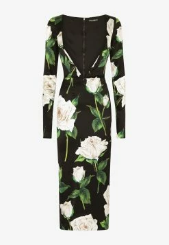 Dolce & Gabbana Floral Print Midi Dress In Satin Multicolor -Evening Dresses Popular Store F6ABJT 20FSA3C 20HN3QE 202