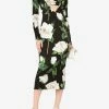 Dolce & Gabbana Floral Print Midi Dress In Satin Multicolor