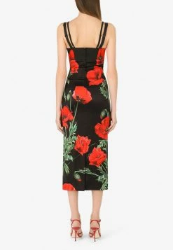 Dolce & Gabbana Floral Print Corset Midi Dress In Satin Red 6 Dolce & Gabbana Floral Print Corset Midi Dress In Satin Red -Evening Dresses Popular Store F6ABKT 20FSA3D 20HN3QG 201