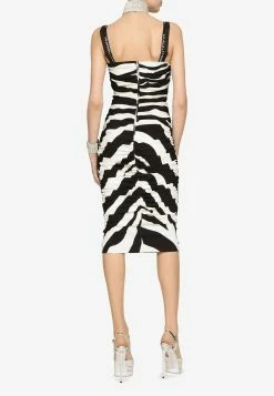 Dolce & Gabbana Zebra Print Ruched Midi Dress Monochrome -Evening Dresses Popular Store F6ABLT 20FSROJ 20HW3TU 201