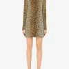 Dolce & Gabbana Animal Print Mini Dress In Silk Brown
