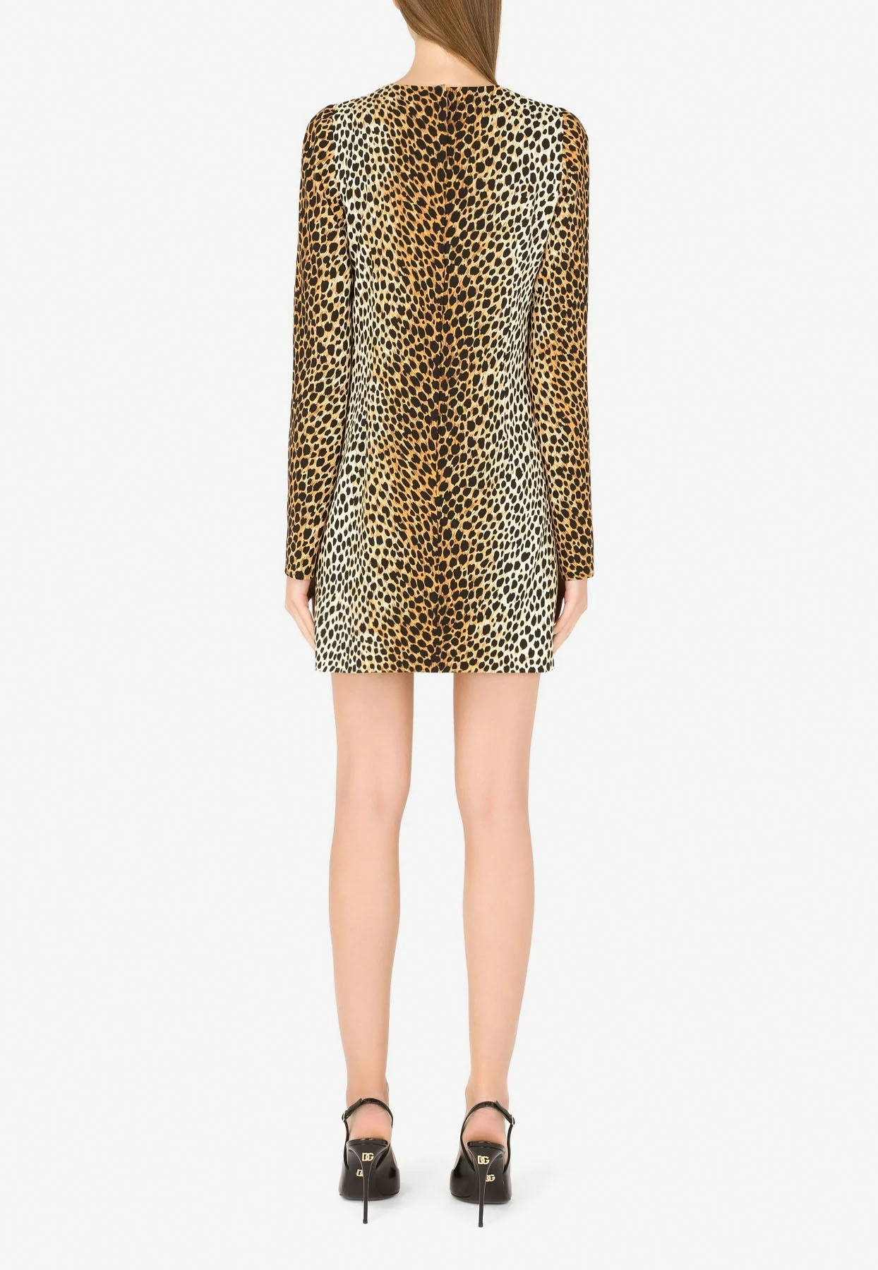 Dolce & Gabbana Animal Print Mini Dress In Silk Brown 3 Dolce & Gabbana Animal Print Mini Dress In Silk Brown - Image 3