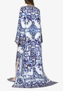 Dolce & Gabbana Majolica Print Long Twill Kaftan Dress Blue -Evening Dresses Popular Store F6ADKT 20HI1BY 20HA3TN 201