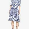 Dolce & Gabbana Majolica Print Charmeuse Tailored Dress Blue