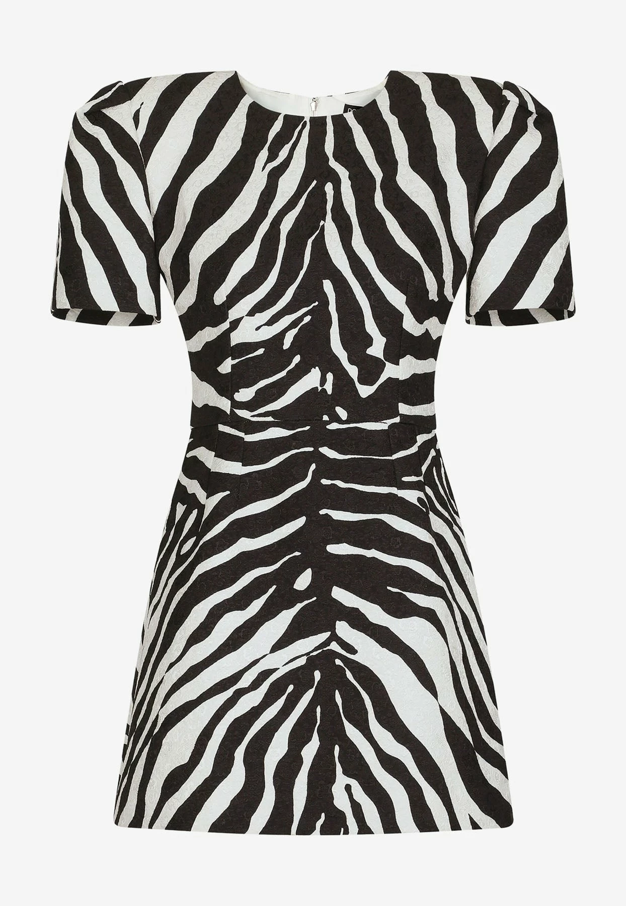 Dolce & Gabbana Zebra Print Brocade Mini Dress Monochrome 1 Dolce & Gabbana Zebra Print Brocade Mini Dress Monochrome