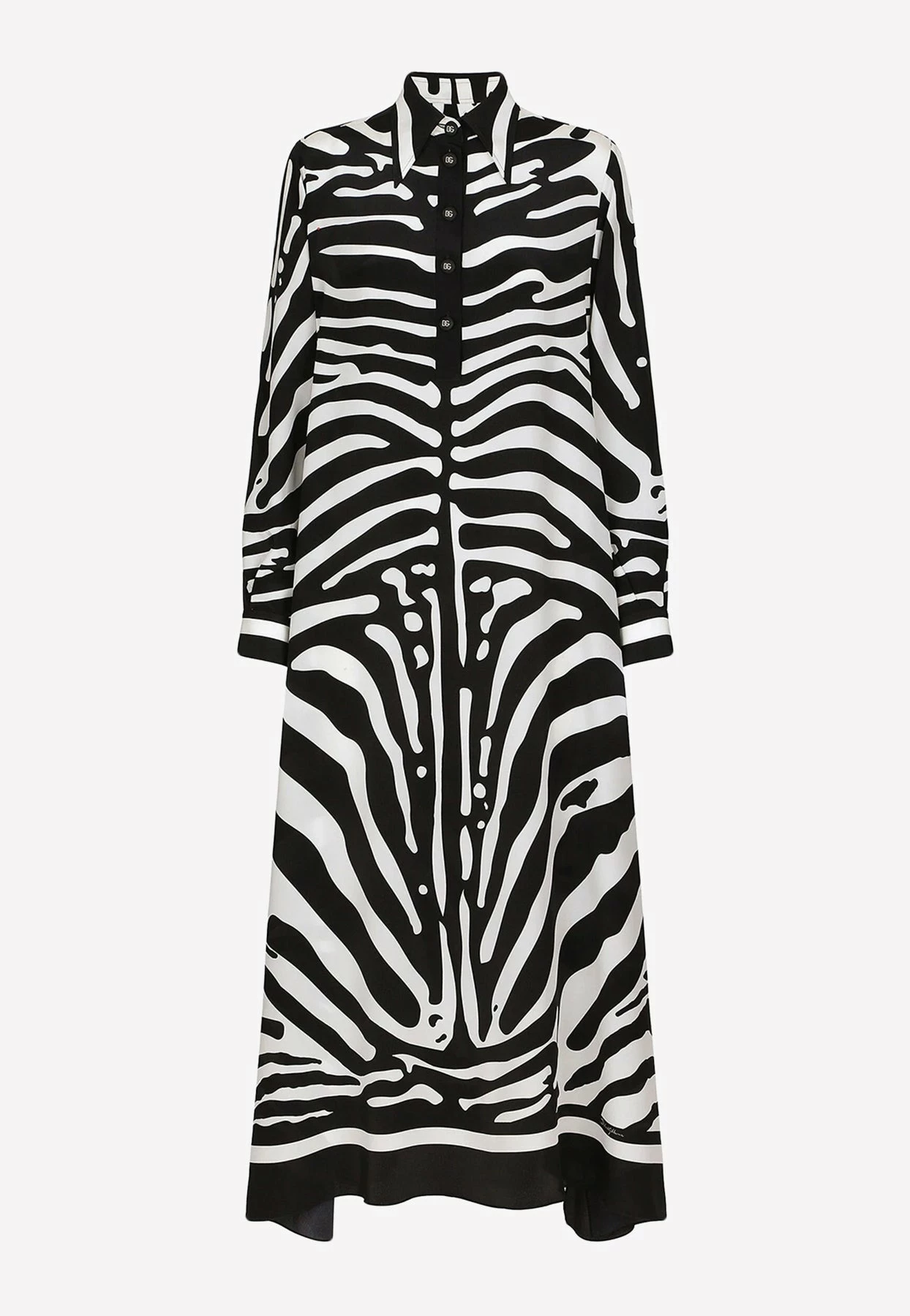 Dolce & Gabbana Zebra Print Silk Twill Kaftan Monochrome 3 Dolce & Gabbana Zebra Print Silk Twill Kaftan Monochrome - Image 3
