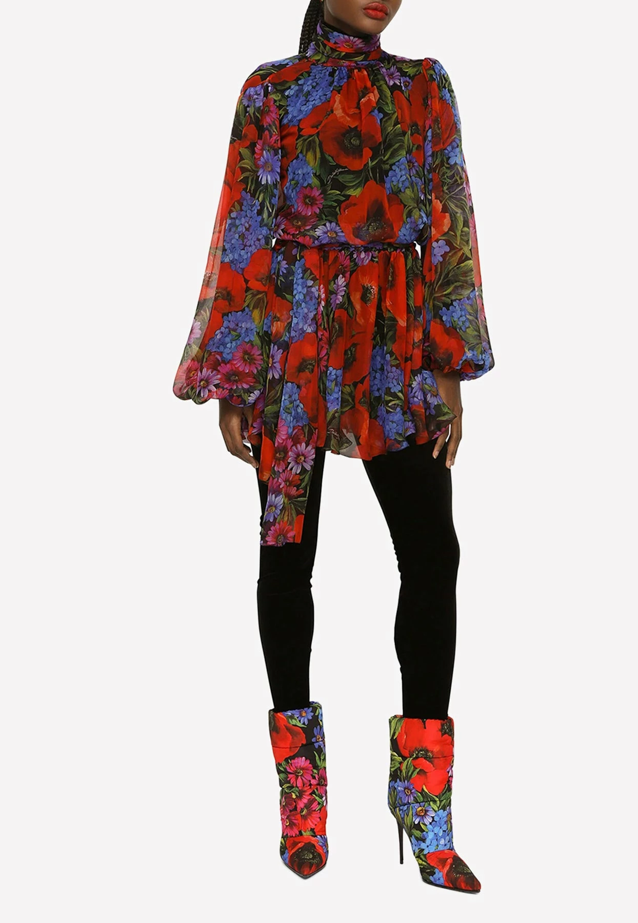 Dolce & Gabbana Meadow Print Mini Chiffon Dress Multicolor 1 Dolce & Gabbana Meadow Print Mini Chiffon Dress Multicolor