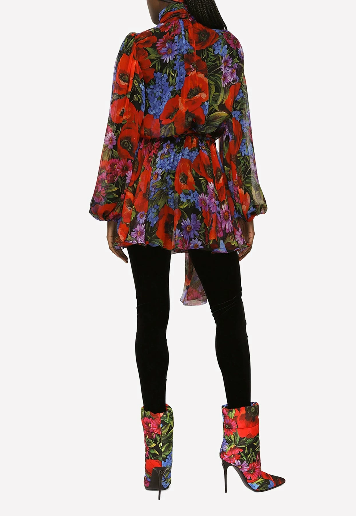 Dolce & Gabbana Meadow Print Mini Chiffon Dress Multicolor 2 Dolce & Gabbana Meadow Print Mini Chiffon Dress Multicolor - Image 2