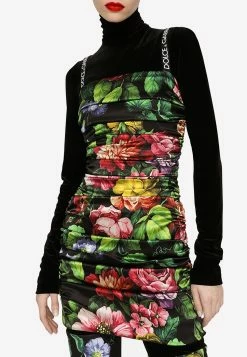 Dolce & Gabbana Floral Print Ruched Mini Dress Multicolor