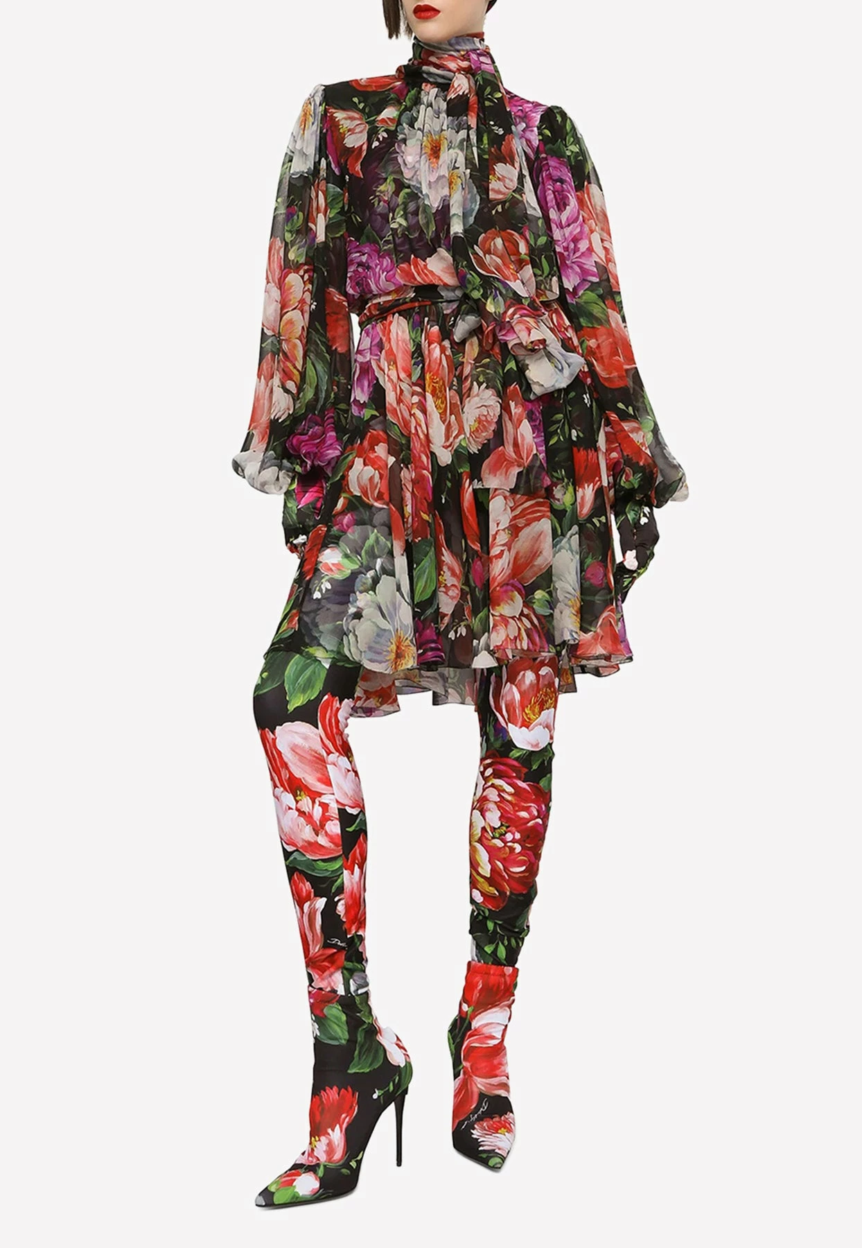 Dolce & Gabbana Floral Print Chiffon Midi Dress Multicolor 1 Dolce & Gabbana Floral Print Chiffon Midi Dress Multicolor