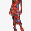 Dolce & Gabbana Meadow Print High-Neck Midi Dress Multicolor