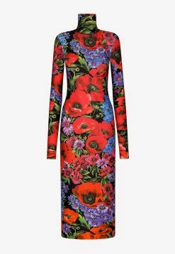 Dolce & Gabbana Meadow Print High-Neck Midi Dress Multicolor -Evening Dresses Popular Store F6AJMT 20GDA2P 20HN3VT 202