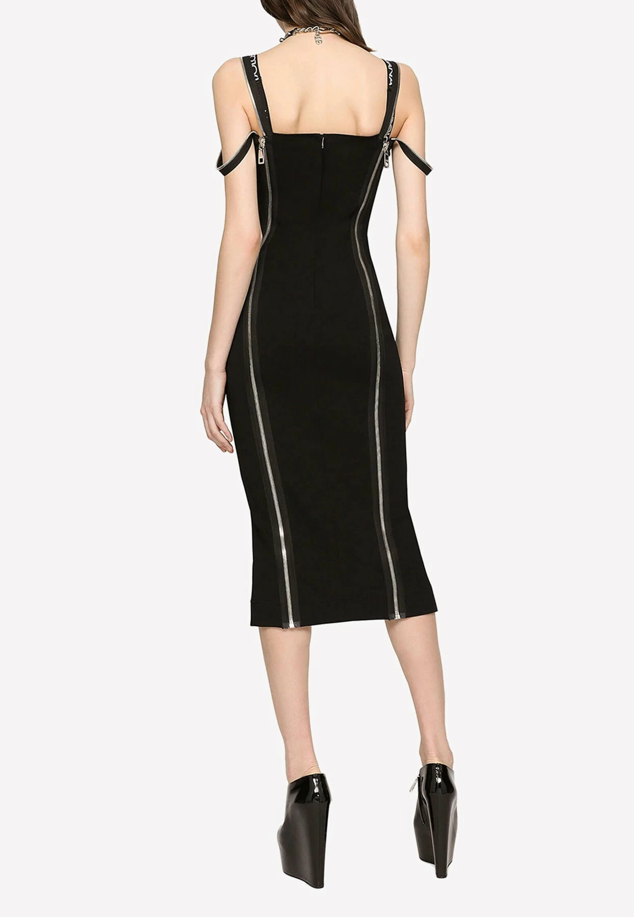 Dolce & Gabbana Zipper Sleeveless Midi Dress Black 2 Dolce & Gabbana Zipper Sleeveless Midi Dress Black - Image 2