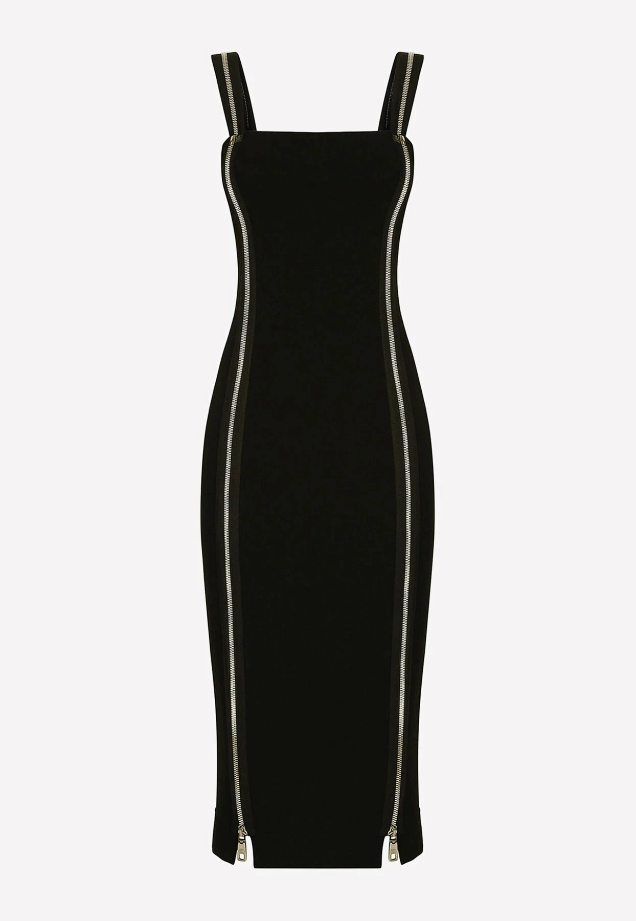 Dolce & Gabbana Zipper Sleeveless Midi Dress Black 3 Dolce & Gabbana Zipper Sleeveless Midi Dress Black - Image 3